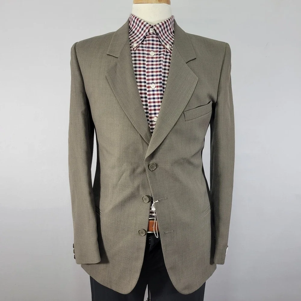 Perry Ellis Men's Sport Coat Blazer Three Button Olive Beige Size about 38R